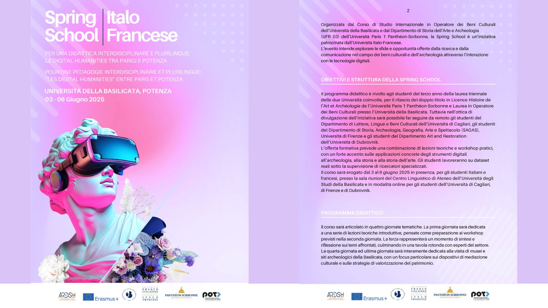 Spring School / Italo Francese - Per una didattica interdisciplinare e plurilingue: le digital humanities tra Parigi e Potenza